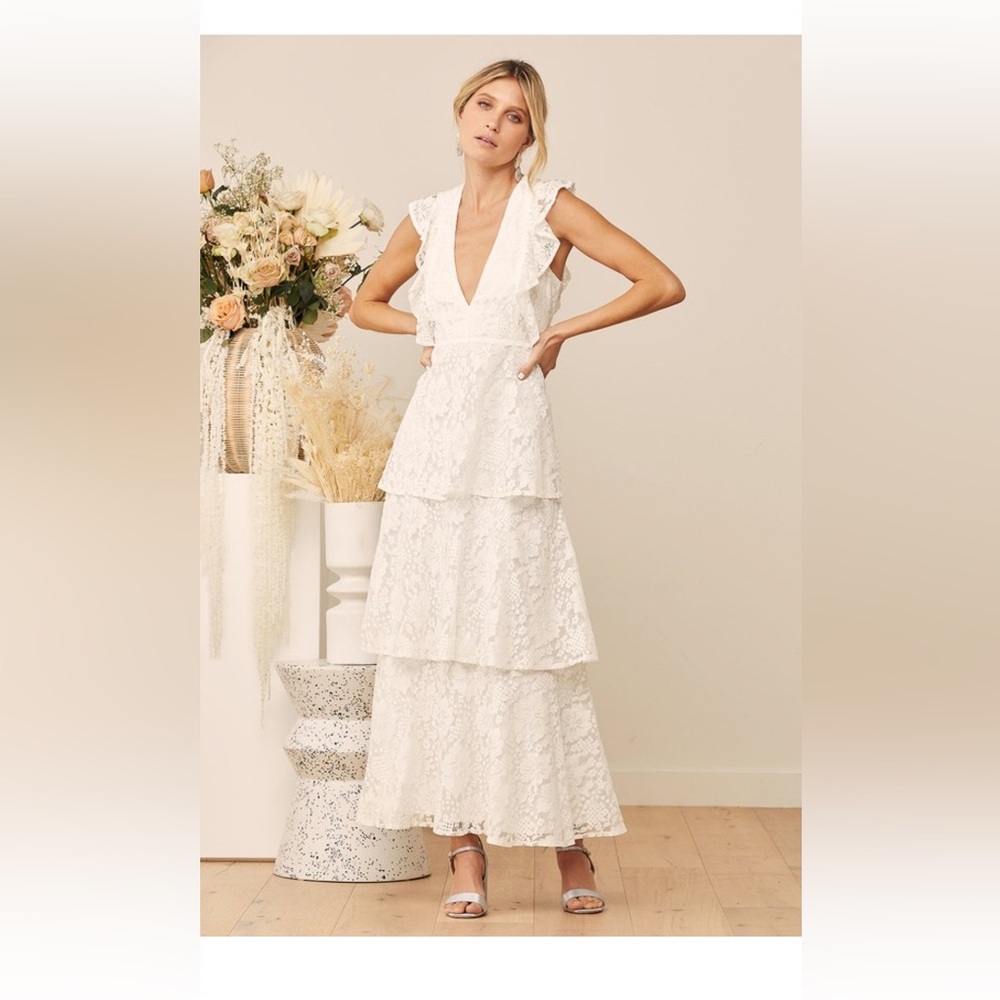 White Tiered Lace Dress